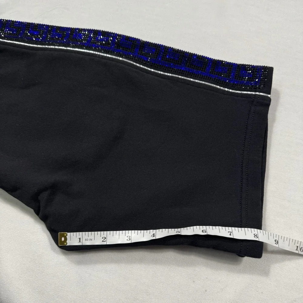 Avenue George V Paris Blue Rhinestone Studded‎ Sides Mens Medium Black Shorts